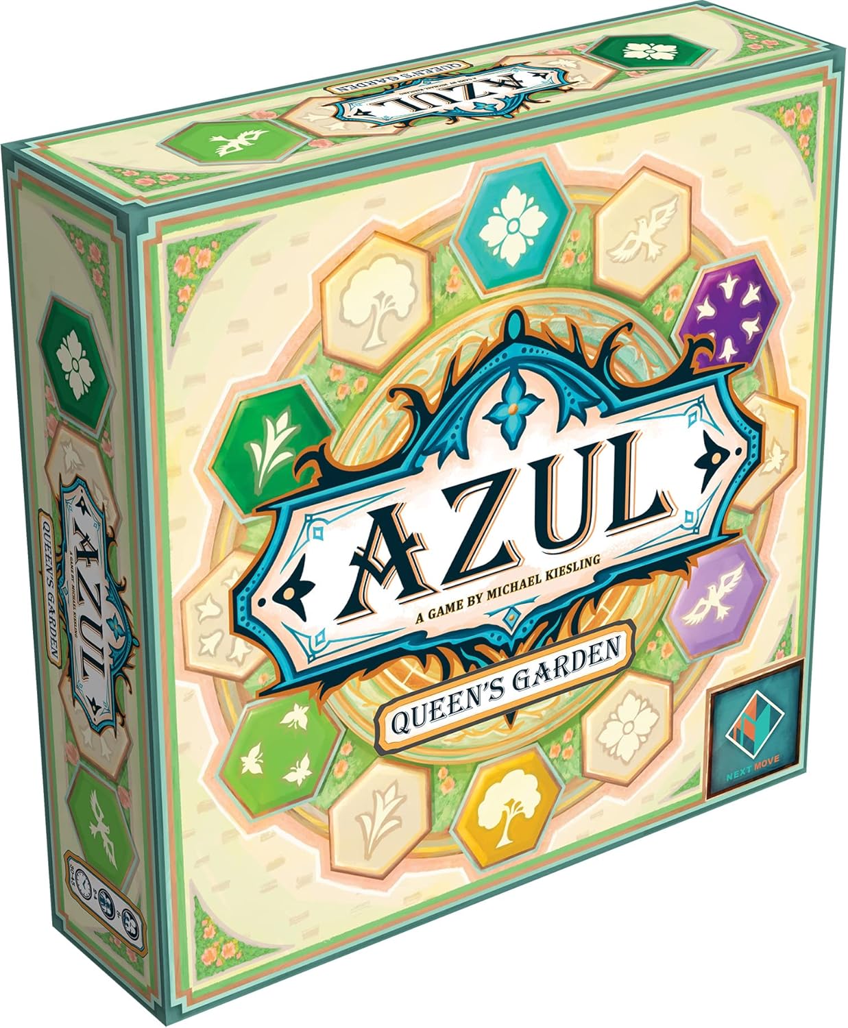In Azul: Queen's Garden, players are tasked with arranging a magnificent garden for the King's lovely wife by arranging beautiful plants, trees, and ornamental features. Using an innovative drafting mechanism, the signature of the Azul series, players must carefully select colorful tiles to decorate their garden. Only the most incredible garden designers will flourish and win the Queen's blessing.