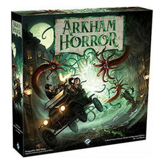 Arkham Horror third edition is a cooperative board game for one to six players who take on the roles of investigators trying to rid the world of Eldritch beings known as ancient ones. Based on the works of H.P. Lovecraft, players will have to gather clues, defeat terrifying monsters, and find tools and allies if they are to stand any chance of defeating the creatures that dwell just beyond the veil of our reality.