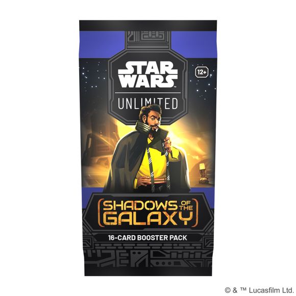 Enter a galaxy of endless possibilities in Star Wars™: Unlimited! In this fast-paced, easy-to-learn trading card game, you and your opponent face off in exciting head-to-head battles full of iconic Star Wars characters. In this booster pack for the game’s second set, Shadows of the Galaxy, you’ll find 16 cards to add to your collection, including 9 common cards, 3 uncommon cards, 1 rare or legendary card, 1 leader, 1 base/token, and 1 foil card.
