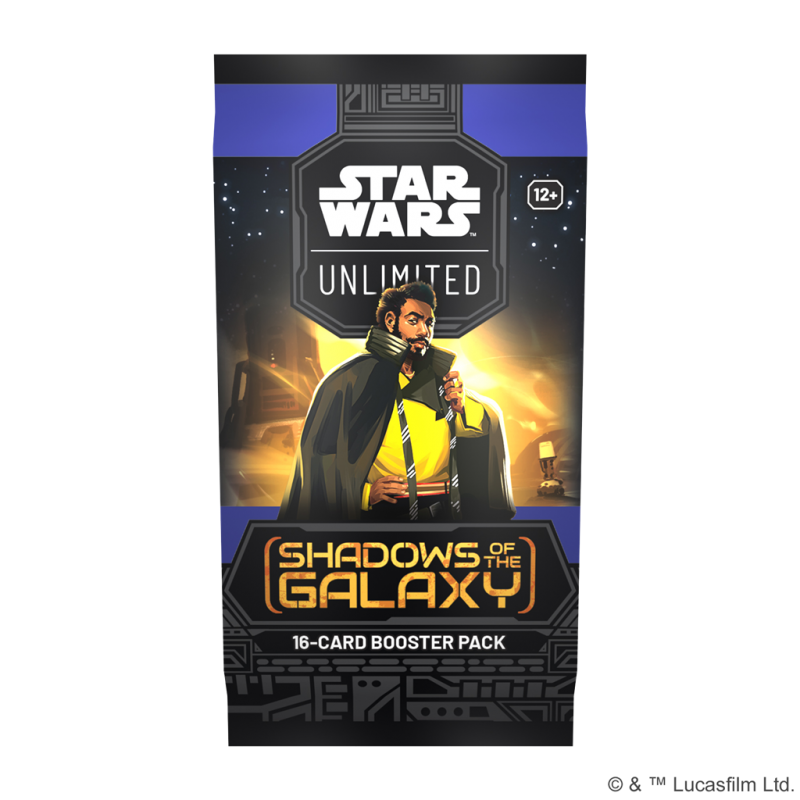 Enter a galaxy of endless possibilities in Star Wars™: Unlimited! In this fast-paced, easy-to-learn trading card game, you and your opponent face off in exciting head-to-head battles full of iconic Star Wars characters. In this booster pack for the game’s second set, Shadows of the Galaxy, you’ll find 16 cards to add to your collection, including 9 common cards, 3 uncommon cards, 1 rare or legendary card, 1 leader, 1 base/token, and 1 foil card.