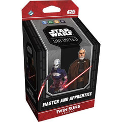 Return to the iconic Clone Wars era for epic Twin Suns clashes! In this easy-to-learn multiplayer twist on the Star Wars: Unlimited trading card game, 3 to 4 players face off in a free-for-all battle featuring beloved Star Wars characters from across the galaxy.
This Master and Apprentice prebuilt, 80-card Twin Suns deck can be used to jump-start your Star Wars: Unlimited multiplayer adventure. This deck features Count Dooku and Asajj Ventress as your leaders.
Each deck features exclusive leaders, units, ev