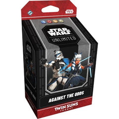 Return to the iconic Clone Wars era for epic Twin Suns clashes! In this easy-to-learn multiplayer twist on the Star Wars: Unlimited trading card game, 3 to 4 players face off in a free-for-all battle featuring beloved Star Wars characters from across the galaxy.
This Against the Odds prebuilt, 80-card Twin Suns deck can be used to jump-start your Star Wars: Unlimited multiplayer adventure. This deck features Ahsoka Tano and Rex as your leaders.
Each deck features exclusive leaders, units, events, upgrades,