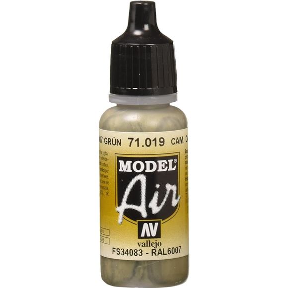 Model Air acrylic colors are developed especially for airbrush techniques, with very finely ground pigments. They contain an acrylic resin with properties of extreme resistance and durability. The adhesion of Model Air to resin models, plastics, steel and white metal is extraordinary.
Model Air colors come in a 17 ml. bottle with dropper.