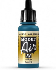 Model Air acrylic colors are developed especially for airbrush techniques, with very finely ground pigments. They contain an acrylic resin with properties of extreme resistance and durability. The adhesion of Model Air to resin models, plastics, steel and white metal is extraordinary.
Model Air colors come in a 17 ml. bottle with dropper.
