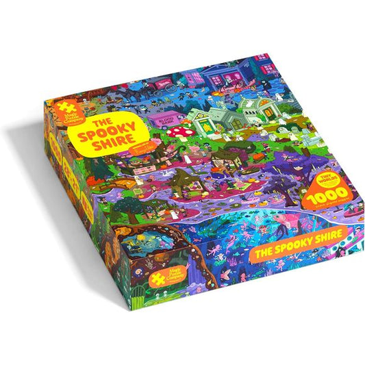 The Spooky Shire from The Magic Puzzle Company is a 1,000-piece jigsaw puzzle with original handmade art and a magical surprise at the end.
MPC set out to create the most entertaining puzzles ever made by combining the traditional jigsaw puzzle experience with ideas from the worlds of tabletop games and magic. Magic Puzzles are the most-backed and highest-funded puzzles ever on Kickstarter, with nearly 20,000 5-star reviews on Amazon and over a million puzzles sold around the world.