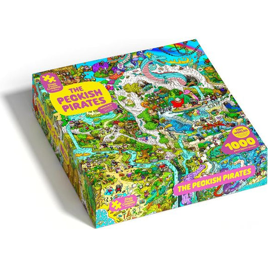 The Peckish Pirates is a brand new 1000-piece jigsaw puzzle that does a magic trick when you finish it. Beautiful, original artwork full of tiny details, including over 50 easter eggs to discover as you solve the puzzle. Mind-blowing magical ending: we’re using ideas from visual illusions and magic to make this the most interesting puzzle you’ve ever solved. NO puzzle dust! NO single-use plastic! NO stock images or AI-generated art!