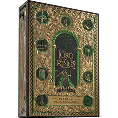 JOURNEY INTO MIDDLE EARTH – Bring the world of The Lord of the Rings to poker night, blackjack, solitaire, magic practice, cardistry, party games, display, and gifting. This fantasy themed deck adds adventure, nostalgia, and cinematic detail to every shuffle.
GREEN AND GOLD FANTASY BOX – The deck is enclosed in a green and gold foil card box that makes a strong first impression before the cards are even dealt. It stands out on a card table, desk, collector shelf, movie night setup, fantasy display, or gift