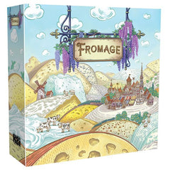 You are a French cheesemaker in the early 20th century making, aging, and selling your artisanal cheeses. Become the most prestigious cheesemaker in all of France by running a highly successful creamery and crafting exceptional cheese.
Fromage is a simultaneous worker-placement game where players place Workers to make cheese and gather resources from the quadrant of the board facing them. Once all players have placed their Workers, the board rotates, aging any cheese that was made, and presenting each play