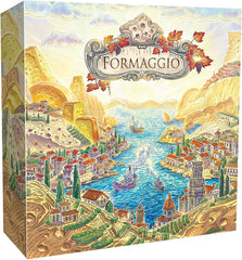 You are an Italian cheesemaker in the early 20th century making, aging, and selling your artisanal cheeses. Become the most prestigious cheesemaker in all of Italy by running a highly successful creamery and crafting exceptional cheese.
Formaggio is a standalone expansion for Fromage. With both games put together, you can combine any 4 board quadrants, and draft any combination of structure tiles for more variety and more paths to victory.
Formaggio is a simultaneous worker-placement game where players pl
