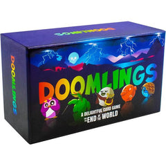 Doomlings is a funny, lightweight card game that takes 5 minutes to learn, 20-45 minutes to play, and is suitable for 2-6 players ages 10 and up.
Play traits for points over multiple rounds, called ages and catastrophes. Win by having the highest score before the third and final catastrophe brings about the end of the world.