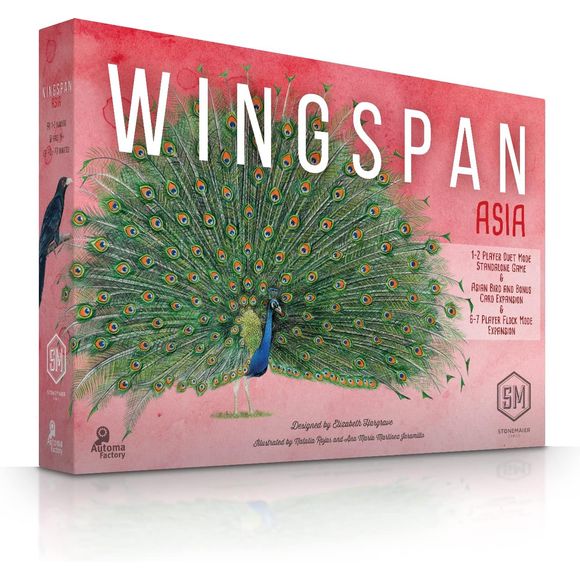 In this third expansion to Wingspan, we welcome new species to our habitats by exploring the vibrant, intriguing, and magnificent birds of Asia.
A new Flock mode is included to expand the base game of Wingspan up to 6 or 7 players. Wingspan Asia is also a stand-alone game for 1 player (solo mode) or 2 players (Duet mode).
