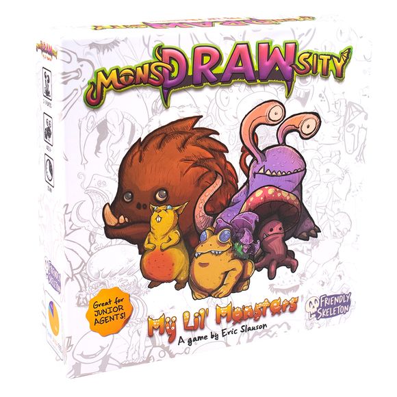 Lookout for lil' monsters and prepare for lots of laughs! Players take turns being either a witness who just had a monster encounter or an agent trying to draw the best likeness using only the witness' description. You don’t have to be the best artist, but you do have to ask the right questions and get the details correct. A great game for teaching communication loaded with amazing art.
Simpler styles makes sketching easier for everyone!
An imaginative art game with 100 unique monsters to try and memorize