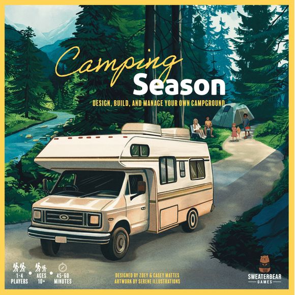 Have you ever wondered what it would be like to be the founder of a thriving campground? Well now you're invited to step into their shoes, to see if you have what it takes to run the show in Camping Season.
In this board game experience you'll have the opportunity to build, design, and manage your own campground. You and your fellow owners will have 6 seasons to create the ultimate camping experience. Whoever earns the most points by attracting guests and optimizing profits will win the game.