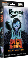 The Raveness enters the Mad King’s arena, nevermore to be ignored. All who hear the gentle rapping at their chamber door beware: the Raveness and her raven Nevermore descend, circling and ensnaring, sending fear into the weak and poor, consuming all in their path.
Dice Throne is a fast-playing game of skilled card play and dice manipulation for 2–6 players. Roll your hero’s custom dice up to three times per turn to activate unique abilities, unleash attacks, and outplay opponents. All heroes are fully comp