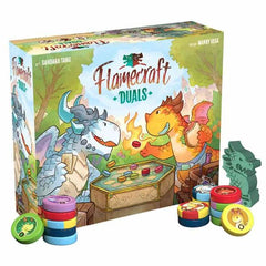 Flamecraft: Duals, Standard Edition
Ever wondered what the dragons of Flamecraft do on their lunch break? Play Flamecraft Duals, of course!
In this 2 player game set in the universe of Flamecraft, this time it’s about getting your dragons in the right places. Hybrid dragons are also here to play with double the artisanal skills. As you play, the board will fill up with dragons, stacking and soaring across the table. You will fire up abilities, make matches and score shops!
Travel Friendly, Ready to