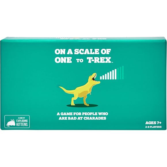 On a Scale of One to T-Rex is a game for people who are bad at charades brought to you by the creators of Exploding Kittens and The Mind.