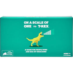 On a Scale of One to T-Rex is a game for people who are bad at charades brought to you by the creators of Exploding Kittens and The Mind.