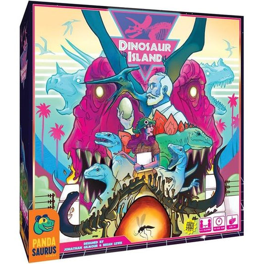 Dinosaur Island is a radical worker placement game from designers Jon Gilmour (Dead of Winter) and Brian Lewis where players compete to open the best Dinosaur Island Theme Park they can. Find out why Dinosaur Island has sold more than 50,000 copies and been nominated for more than 10 Game of the Year awards! Several years ago, scientists discovered a way to clone dinosaurs from viable DNA preserved within the fossil record. After a few mishaps along the way, the process has stabilized. Today, it's the museu