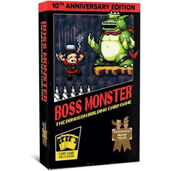 Boss Monster is the best-selling card game that challenges players to become the ultimate villain by creating the deadliest dungeon! With over a million copies sold, this game’s nostalgic appeal and fast-paced gameplay have made it an evergreen hit.
Celebrate a decade of Boss Monster with this revised 10th Anniversary Edition! Modernized rules help new and seasoned players and cards have been updated for more balanced play. 8 new room cards, 4 new bosses and 3 new spells take your dungeon crafting gamep