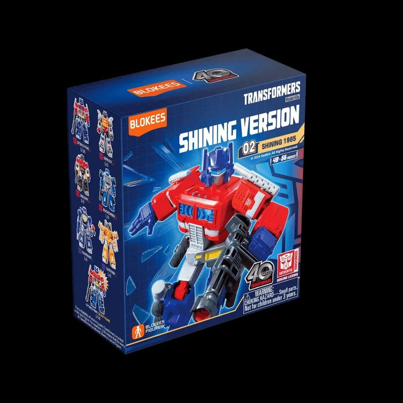 <p>Relive the excitement of Generation 1 Transformers with the <strong>Blokees Transformers Shining Version 02 – Shining 1985 Blind Box</strong>! This officially licensed collectible series features six iconic Autobots and Decepticons, including Optimus Prime, Grimlock, Sideswipe, Beachcomber, Soundwave, and Sunstorm. Each mystery box contains one randomly selected snap-fit model kit with over 20 points of articulation, character-specific accessories, a display stand, Energon Cube, and collector's card. Sel