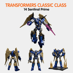 Bring home Sentinel Prime from "Transformers: One" with this 5" model kit. Features light-up eyes, switchable combat/standard modes, and movie-accurate details. Includes weapons and display stand for dynamic poses. Perfect for fans and collectors seeking Cybertronian action