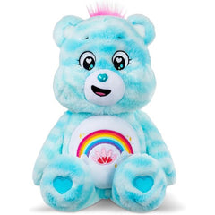 The Care Bears are on a mission to spread sharing and caring, and Sweet Serenity Bear is here to promote personal wellness with a calming touch! This 14” plushie is thoughtfully designed in peaceful blue and white striped colors that inspire serenity and relaxation. Her sweet eyes, with heart-shaped accents, and adorable heart-shaped nose add to her gentle charm. As the FIRST bestie to feature a belly badge, paw pads & ears with a sensory experience, Sweet Serenity Bear offers an extra layer of comfort – so