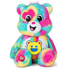 Made from recycled materials, 14" Good Vibes Bear has been designed with the earth in mind while still maintaining the soft snuggable plush feel that this brand is known for. In addition, to her going "green,” Good Vibes bear has a new groovy and stylish look making her one special bear! SOFT, SNUGGABLE PLUSHIE Made from recycled materials and super soft, 14" Good Vibes Bear’s plush fur is so snuggable you'll never want to put your bestie down! Get ready for unlimited bear hugs! NEW STYLISH DESIGN Featuring