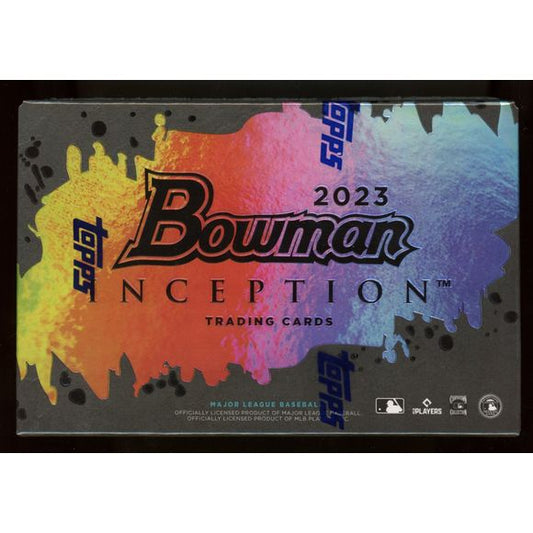 Encapsulating the youthful excitement of the top prospects throughout baseball, 2023 Bowman Inception drops in once again for those looking for a more premium Bowman experience! Collect the entire 100-card Base Set and once again look out for the Inception Inaugurations foil stamp denoting a players 1st time in Inception. Find 2 Autograph cards per Hobby Box!

Product Configuration: 7 cards per pack, 1 pack per box, 16 boxes per case
BOX BREAK: 2 autographs