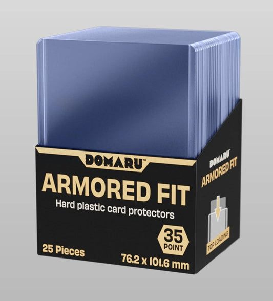 Brandish your cards with DOMARU Armored Fit. The 35pt durable, acid-free protectors will keep the cards scratch, dust, and dent free. Preserving your cards pristine condition.
Dimensions: 76.2 x 101.6 mm | 2.9” x 3.9”