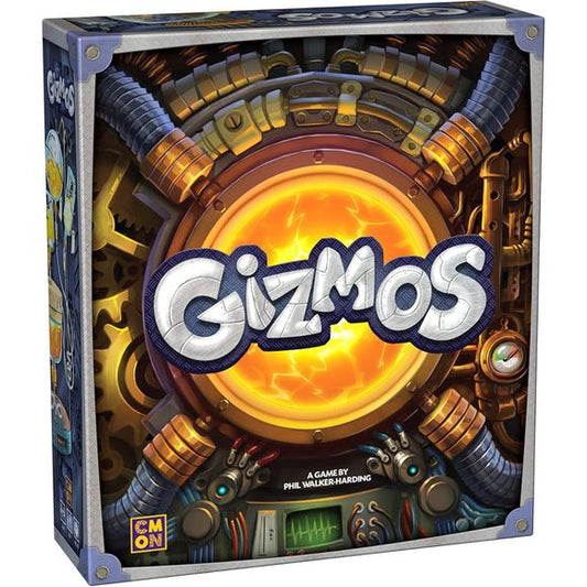 In Gizmos, players take on the role of contestants in the Great Science Fair. They will pluck energy marbles from the innovative plastic Energy Dispenser and use them to construct new Gizmos, adding them to their machines. Players will have to plan ahead as they build, since Gizmos can chain-react off of one-another. As more Gizmos are added, more reactions can trigger, creating some truly epic turns. In the end, the player with the most Victory Points is declared the winner.