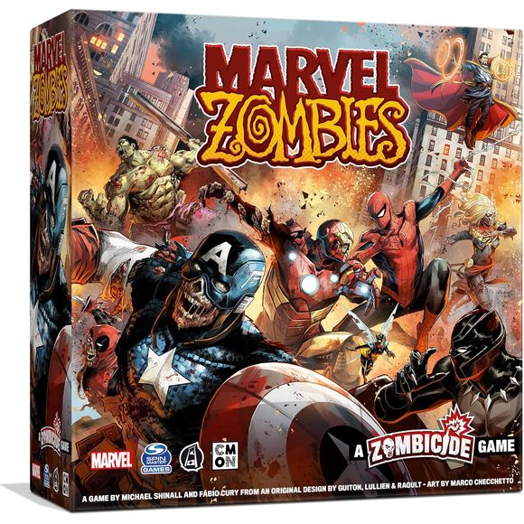 Marvel Zombies: A Zombicide Game is a cooperative game were 1 to 6 players control zombified Super Heroes facing off against S.H.I.E.L.D. Agents and living Super Heroes controlled by the game itself. The goal is to complete Mission Objectives, defeat your Enemies, and, most importantly, satiate your ravenous Hunger! Eliminating Enemies and devouring Bystanders makes you powerful. But the more danger you pose, the more forces are sent to hunt you. The ever-growing Hunger makes you stronger, but if you don’t