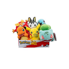 Gotta Catch 'Em Al! 8 inch Pokemon plush. Assortment does not match image. Assortment includes Pikachu, Vaporeon, Jolteon, Flareon, Eevee, or Charmander. 1 at Random.