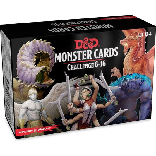 Quickly organize the creatures your players might meet in your next game and avoid disruption during that critical encounter. Monster Cards are a fantastic way to keep the game moving, as well as to provide a challenge to adventurers both new and experienced. 
- Contains 74 durable, laminated cards for a range of deadly monsters from the D&D Monster Manual with a challenge rating from 6 - 16. 
- Official game statistics provided on one side, and evocative art of the item on the other. 
- The perfect tool