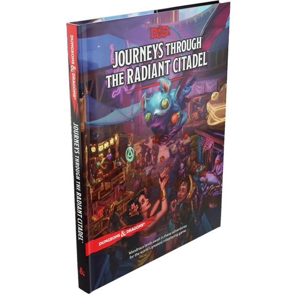 Journeys through the Radiant Citadel is a collection of thirteen short, stand-alone D&D adventures featuring challenges for character levels 1–14. Each adventure has ties to the Radiant Citadel, a magical city with connections to lands rich with excitement and danger, and each can be run by itself or as part of an ongoing campaign. Explore this rich and varied collection of adventures in magical lands.
Through the mists of the Ethereal Plane shines the Radiant Citadel. Travelers from across the multivers