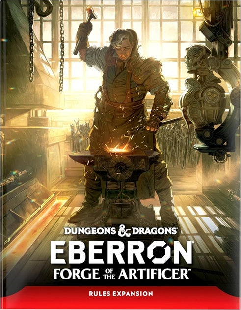 Release Date: 12/09/2025
Welcome to Eberron, where magic meets wondrous inventions. Play as the Artificer: the ultimate creative class. You’re not just an inventor or spellcaster. You’re an innovator, a bold-hearted visionary, with the potential to change the world. Creativity and ingenuity are your best weapons. Awaken your potential as master of the forge with this rules expansion for fifth edition Dungeons & Dragons.