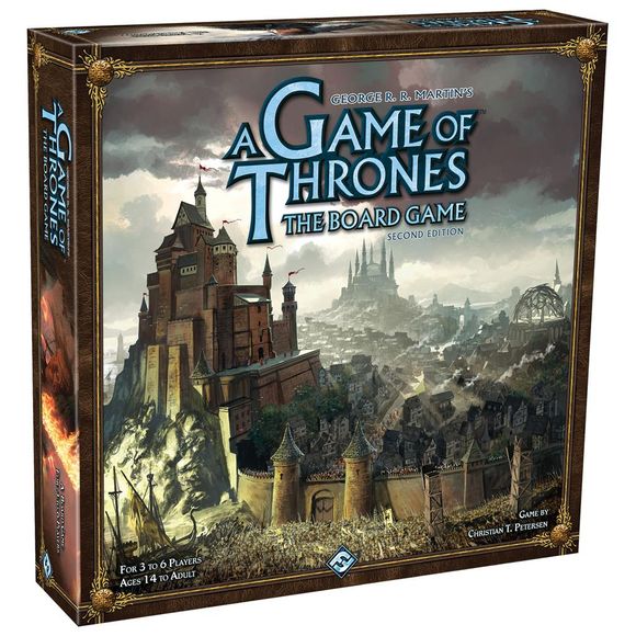 Based on the best-selling novel series A Song of Ice and Fire by George R. R. Martin, A Game of Thrones: The Board Game Second Edition lets 3-6 players take control of the great houses of Westeros in an epic struggle to claim the Iron Throne.
The updated second edition brings a host of enhancements to your A Game of Thrones experience. It incorporates elements from previous expansions, including ports, garrisons, Wildling cards, and Siege engines, while introducing welcome new innovations. Convenient playe