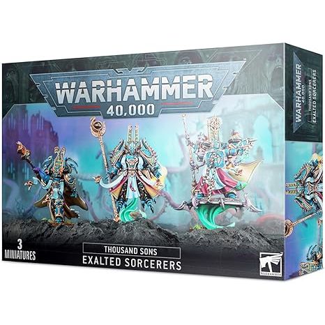 This multi-part plastic kit contains all the parts necessary to make 3 Exalted Sorcerers