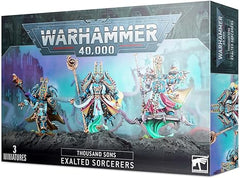 This multi-part plastic kit contains all the parts necessary to make 3 Exalted Sorcerers