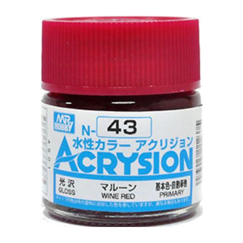 GSI Creos MR. Hobby Aqueous Acrysion N43 Wine Red 10mL Acrylic Model Paint  Galactic Toys & Collectibles