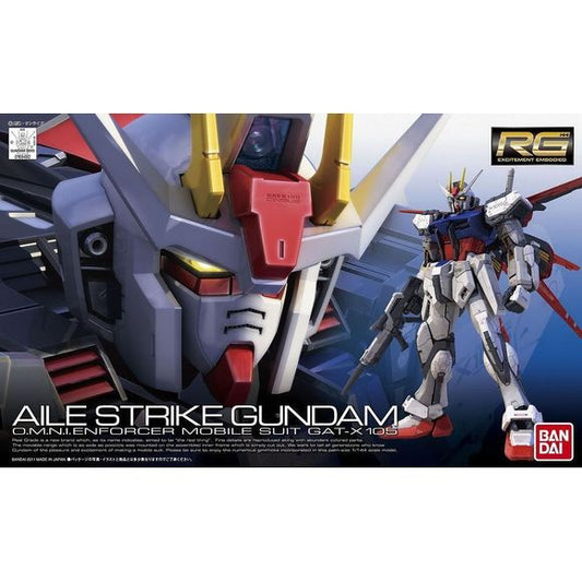The latest Gundam design in the Real Grade line features the iconic Strike Gundam from "Mobile Suit Gundam Seed." Drawing inspiration from both its higher end Master and Perfect Grade cousins, this model kit features the most detailed and accurate representation of the Aile Strike yet, at an affordable price but with still the same high level of detail and ease of construction that GunPla (Gundam Plastic Model) is known for.