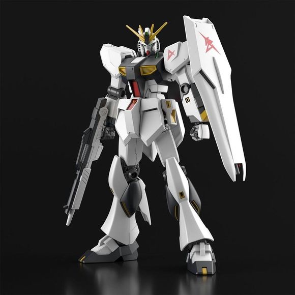 The Entry Grade of the Nu Gundam is finally here! It possesses a wide range of articulation, so after a simple assembly you'll be able to create your very own unique Gunpla display! Includes Beam rifle, Shield, and Decal Sticker. Assembly Required.