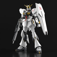 The Entry Grade of the Nu Gundam is finally here! It possesses a wide range of articulation, so after a simple assembly you'll be able to create your very own unique Gunpla display! Includes Beam rifle, Shield, and Decal Sticker. Assembly Required.