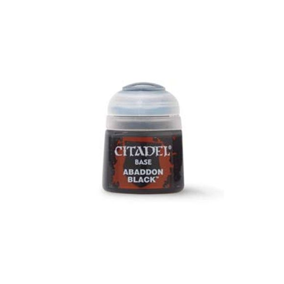 What's included? (1) Citadel Base Abaddon Black paint pot Specs: Brand: Games Workshop/Citadel Colour Manufacturer Identification #: 21-25 Condition: New Size: 0.4 floz / 12mL Stock photo shown.