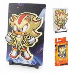 <p><strong>FiGGYZ Sonic the Hedgehog – Super Shadow 11 cm Magnetic Collectible Figure</strong> brings the powered-up hedgehog to life in bold pixel-art style. This officially licensed Sonic collectible features a magnetic design, reversible metal backing plate, and display stand, making it easy to showcase on a shelf, desk, refrigerator, or other magnetic surface.</p>
<p>Measuring approximately 11 cm tall, Super Shadow is a compact display piece for Sonic the Hedgehog fans, gamers, and collectors. A great