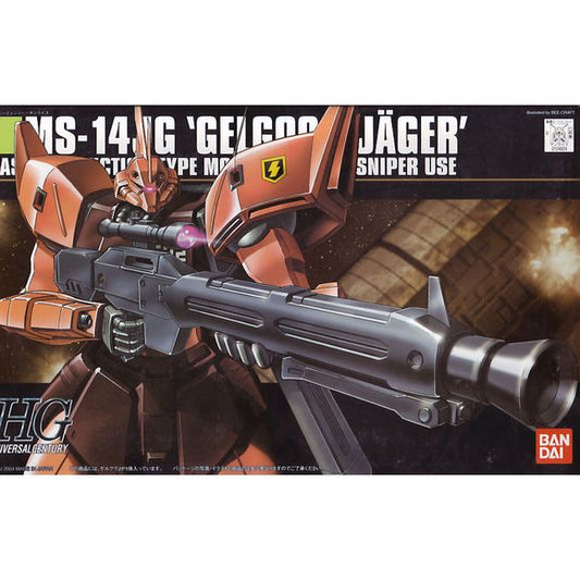 <p>Build and display <strong>Gundam 0080 War in the Pocket HGUC Gelgoog Jager</strong> with this official Bandai Hobby <strong>HGUC 1/144 scale model kit</strong>.</p>
<p>A high performance Gelgoog variant as seen in "Gundam 0080 War in the Pocket," comes equipped with beam machine gun and open palm left hand. Thrusters on rear sides of body and wrist mounted gun are molded in high detail</p>
<p><strong>Product Features:</strong></p>
<ul>
<li>HGUC 1/144 scale model kit</li>
<li>Official Bandai Hobby release