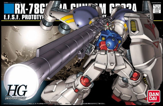 Gundam GP02A's unique bulbous design from the Gundam 0083 Stardust Memory OVA has been recreated in 1/144 form to recreate all its features including massive shoulder binders and collapsing bazooka gimmick. Includes its iconic nuclear bazooka and massive cooling shield as well as beam sabers.