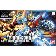 <p>An enhanced version of the Burning Gundam in the second half of the Gundam Build Fighters Try TV anime series. Features impressive articulation for recreation of martial arts poses.</p>
<p>Includes fiery punch, kick, back, and flame effect parts as well as 4 different type of hands showcasing martial arts gestures</p>
<p><strong>Product Features:</strong></p>
<ul>
<li>HGBF 1/144 scale model kit</li>
<li>Official Bandai Hobby release</li>
<li>Articulated construction for dynamic posing</li>
<li>Includes m