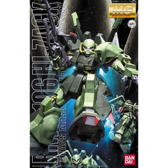 The Hi-Zack was a sort of "new and improved" version of the Zaku II, making its first appearance in Z Gundam. The lighter alloy used for its construction allowed for the installation of larger fuel tanks and more powerful thrusters, improving manoeuvrability in combat; this, plus easy maintenance, made the machine was popular among its pilots. Bandai has reproduced this fantastic machine (designed by Kunio Ohkawara) in a Master Grade kit with their usual attention to detail and stupendous quality! Dry-trans