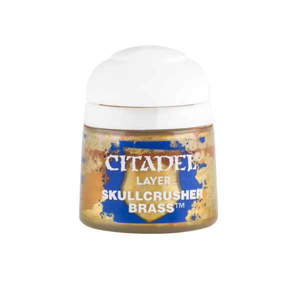 Citadel Layer paints are high quality acrylic paints, and with 70 of them in the Citadel Paint range, you have a huge range of colours and tones to choose from when you paint your miniatures. They are designed to be used straight over Citadel Base paints (and each other) without any mixing. By using several layers you can create a rich, natural finish on your models that looks fantastic on the battlefield. This pot contains 12ml of Skullcrusher Brass, one of 70 Layer paints in the Citadel Paint range. As wi