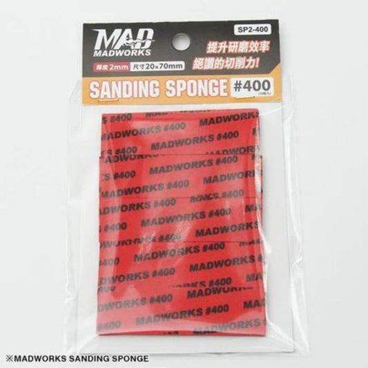 400 grit rough sanding sponge for plastic models.  These high quality sanding sponges are 20mm (0.78") x 70mm (2.76") and 3mm (0.27") thick.  Each package contains 10 pieces!